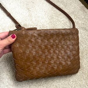 Madewell puff wooven leather crossbody bag